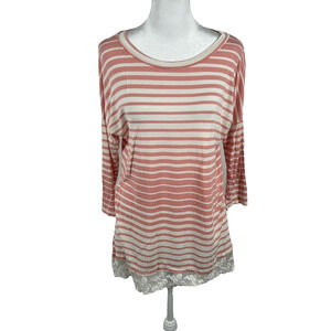 Pink Blush Maternity White 3/4 Sleeve Stretch Top Shirt XL Casual Boat Neck